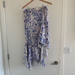 Topshop Asymmetrical Skirt in Blue and Cream